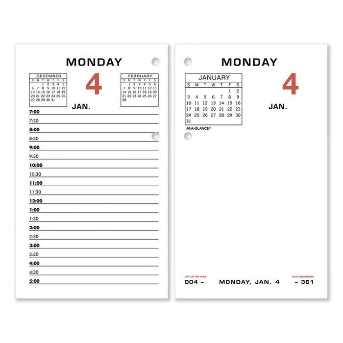 Two-Color Desk Calendar Refill, 3 1/2 x 6, 2020