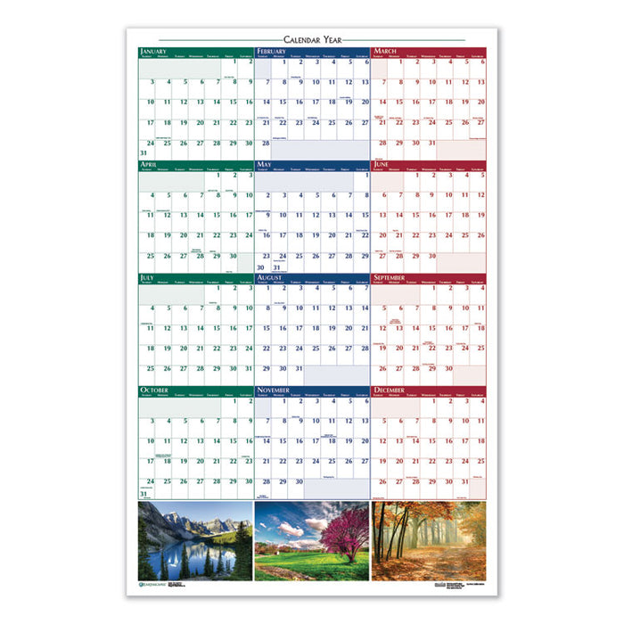 Earthscapes Recycled Reversible/Erasable Yearly Wall Calendar, Nature Photos, 24 x 37, White Sheets, 12-Month (Jan-Dec): 2023