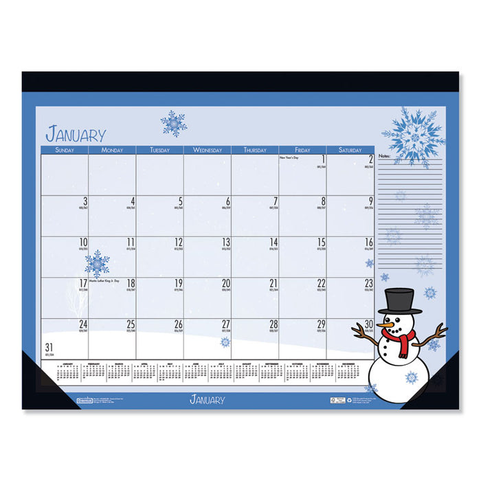 Recycled Desk Pad Calendar, Earthscapes Seasonal Artwork, 22 x 17, Black Binding/Corners,12-Month (Jan to Dec): 2023