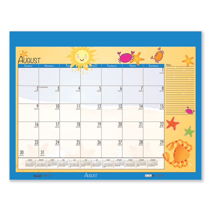 Recycled Desk Pad Calendar, Earthscapes Seasonal Artwork, 22 x 17, Black Binding/Corners,12-Month (July-June): 2022-2023