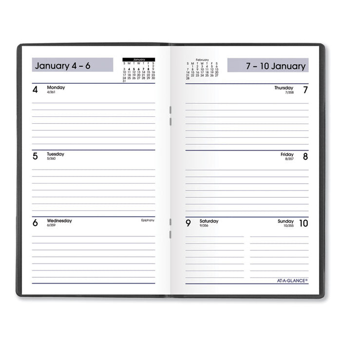 DayMinder Weekly Pocket Planner, 6 x 3.5, Black Cover, 12-Month (Jan to Dec): 2023