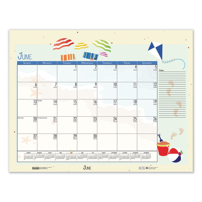 Recycled Desk Pad Calendar, Earthscapes Seasonal Artwork, 22 x 17, Black Binding/Corners,12-Month (Jan to Dec): 2023
