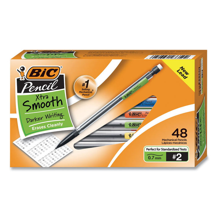 Xtra Smooth Mechanical Pencil, 0.7 mm, HB (#2.5), Black Lead, Clear Barrel, 40/Pack