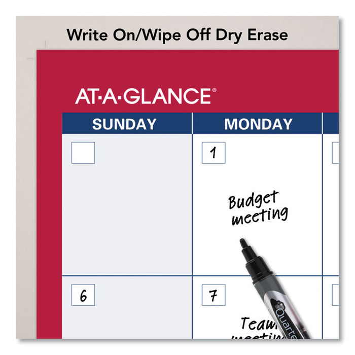 Horizontal Erasable Wall Planner, 36 x 24, White/Red, 2020