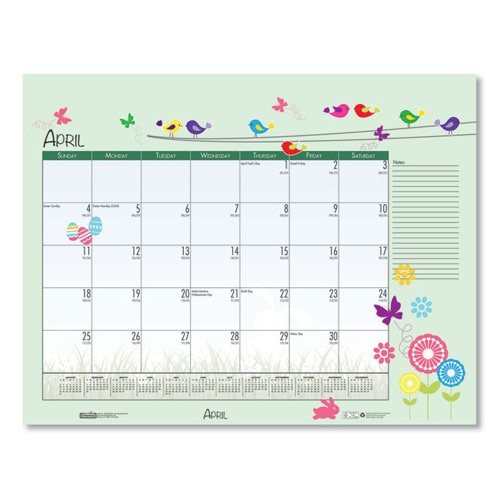 Recycled Desk Pad Calendar, Earthscapes Seasonal Artwork, 22 x 17, Black Binding/Corners,12-Month (Jan to Dec): 2023