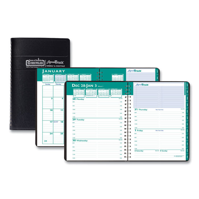 Express Track Recycled Weekly Appointment Book/Monthly Planner, 8 x 5, Black Cover, 13-Month (Jan to Jan): 2023 to 2024