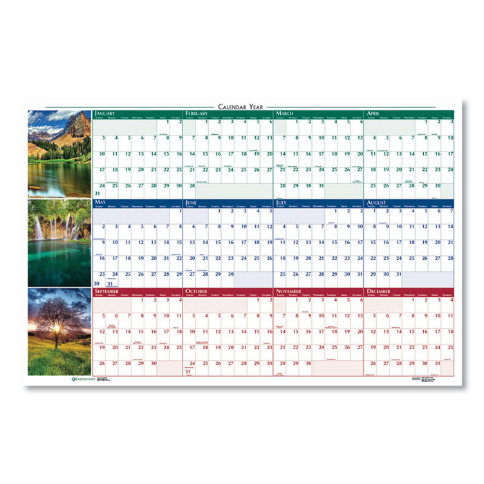 Earthscapes Recycled Reversible/Erasable Yearly Wall Calendar, Nature Photos, 32 x 48, White Sheets, 12-Month (Jan-Dec): 2023