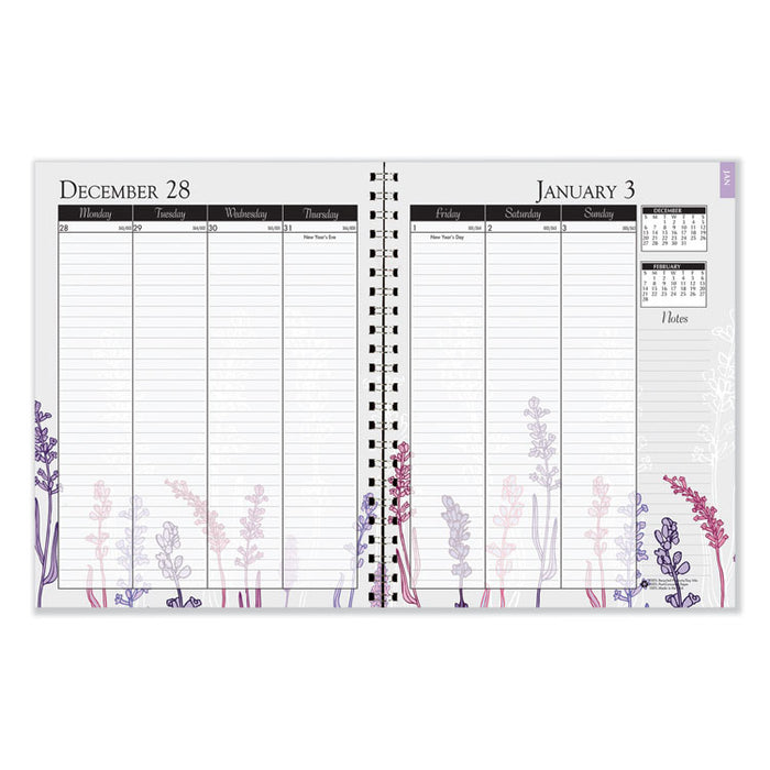 Recycled Wild Flower Weekly/Monthly Planner, Wild Flowers Artwork, 9 x 7, Gray/White/Purple Cover, 12-Month (Jan-Dec): 2023