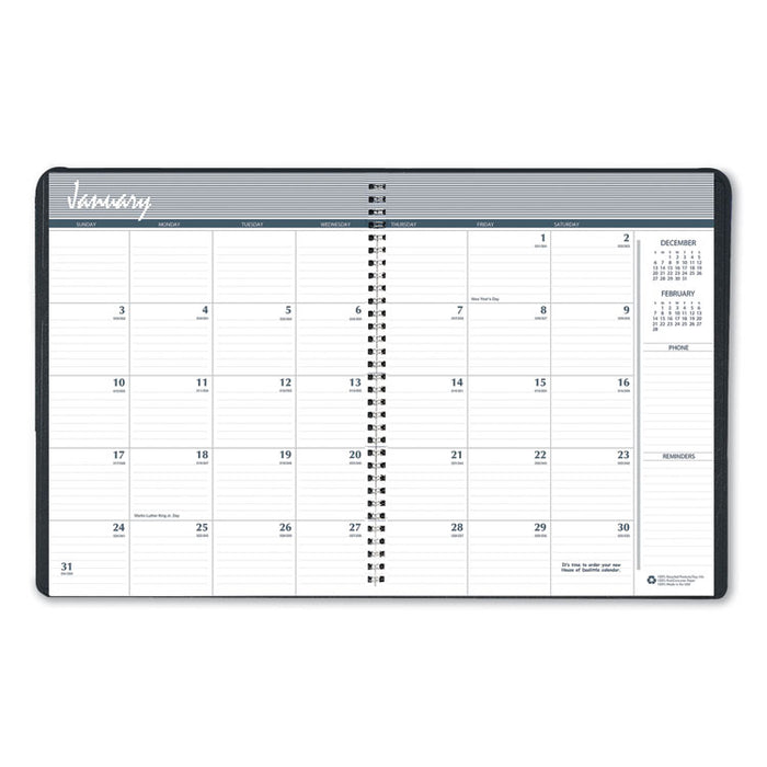 Recycled Ruled Monthly Planner, 14-Month Dec.-Jan., 11 x 8 1/2, Black, 2019-2021
