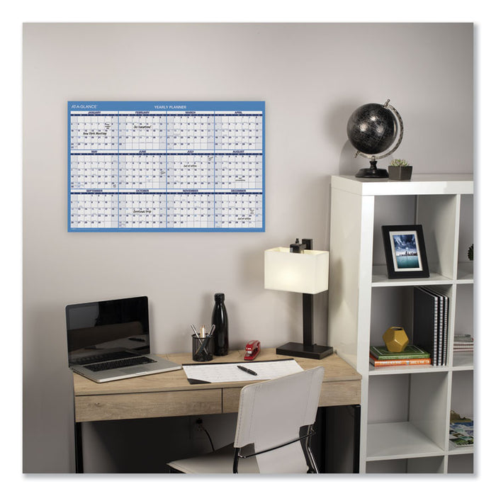 Horizontal Reversible/Erasable Wall Planner, 36 x 24, White/Blue Sheets, 12-Month (Jan to Dec): 2023