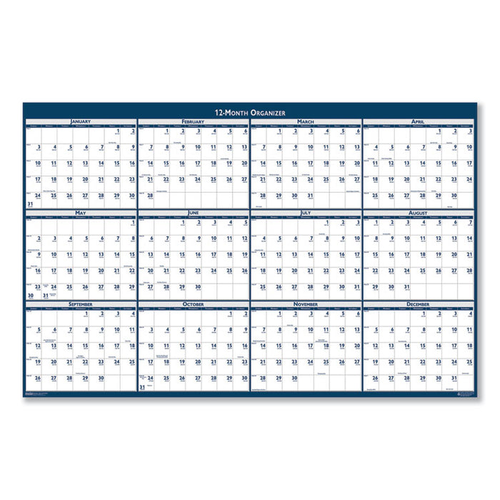 Recycled Poster Style Reversible/Erasable Yearly Wall Calendar, 18 x 24, White/Blue/Gray Sheets, 12-Month (Jan to Dec): 2023