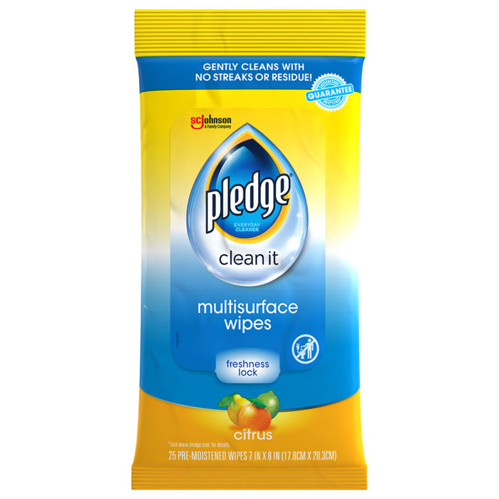 Multi-Surface Cleaner Wet Wipes, Cloth, Fresh Citrus, 7 x 10, 25/Pack, 12/Carton