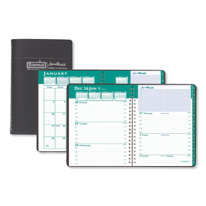 Express Track Recycled Weekly Appointment Book/Monthly Planner, 11 x 8.5, Black Cover, 13-Month (Jan to Jan): 2023 to 2024