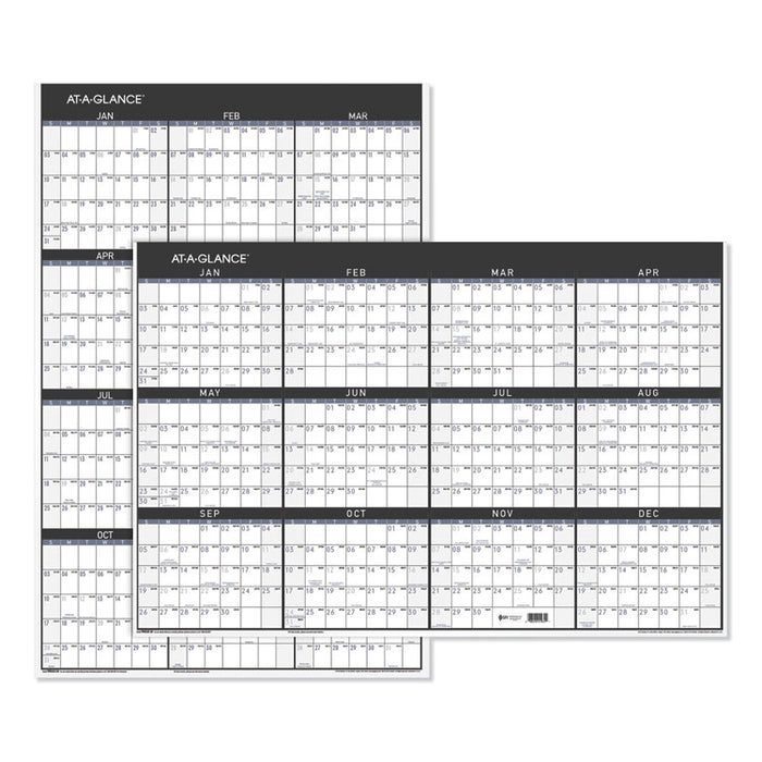 Contemporary Two-Sided Yearly Erasable Wall Planner, 24 x 36, 2020