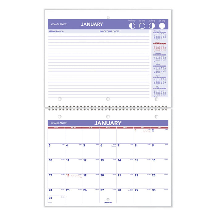 Wirebound Monthly Desk/Wall Calendar, 11 x 8 1/2, 2020