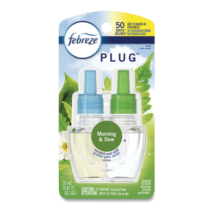 PLUG Air Freshener Refills, Morning and Rain, Formerly Meadows and Dew, 0.87 oz, 6/Carton