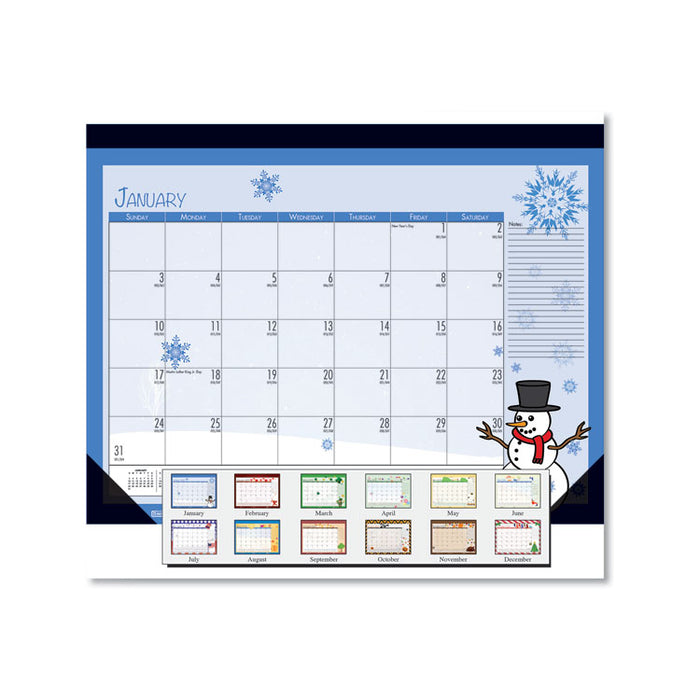 Recycled Desk Pad Calendar, Earthscapes Seasonal Artwork, 22 x 17, Black Binding/Corners,12-Month (Jan to Dec): 2023