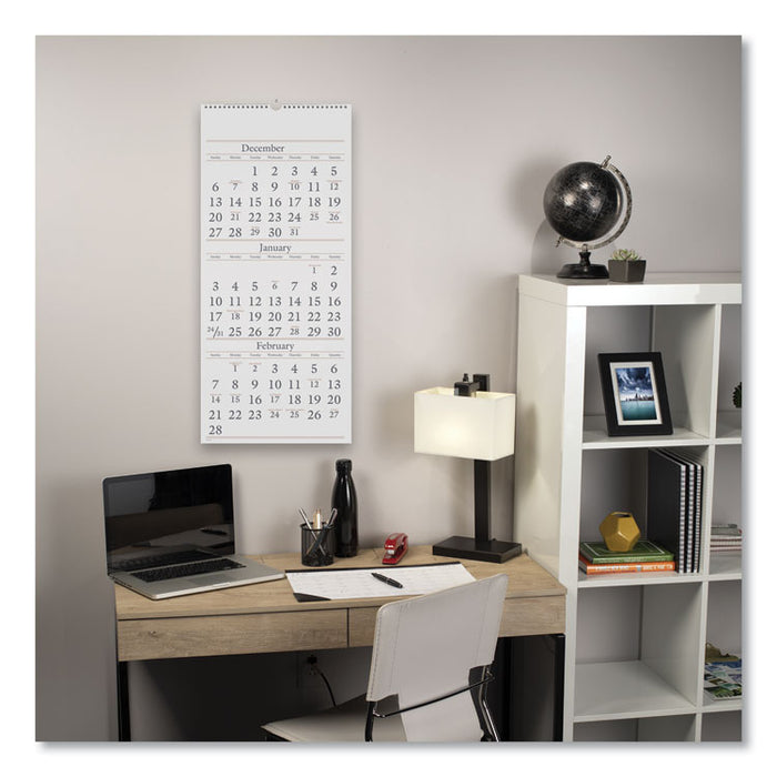 Three-Month Reference Wall Calendar, 12 x 27, 2019-2021