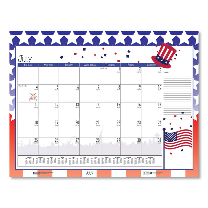 Recycled Desk Pad Calendar, Earthscapes Seasonal Artwork, 22 x 17, Black Binding/Corners,12-Month (Jan to Dec): 2023