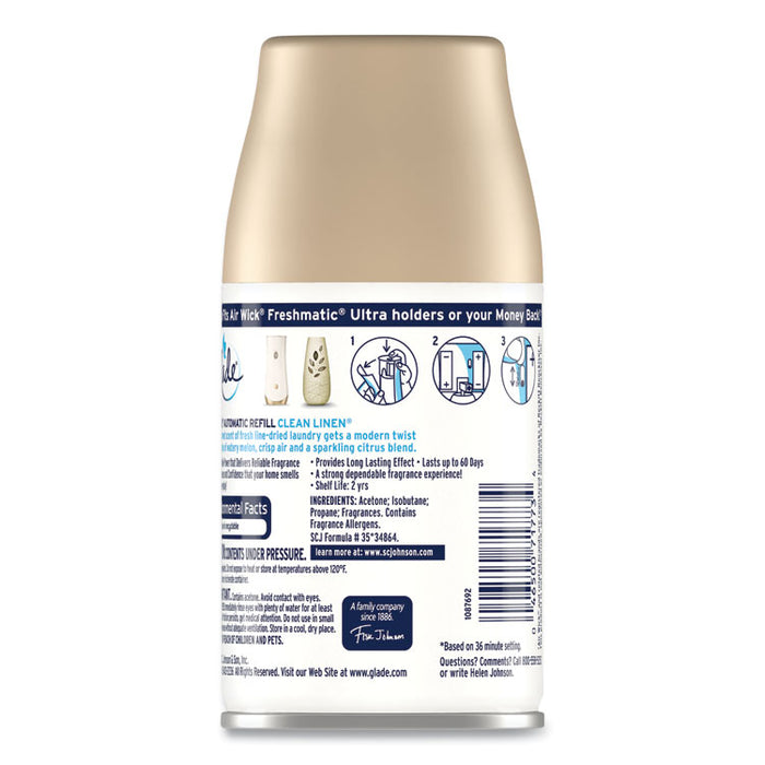 Automatic Air Freshener, Clean Linen, 6.2 oz, 6/Carton