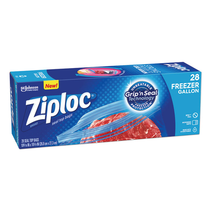 Zipper Freezer Bags, 1 gal, 2.7 mil, 9.6" x 12.1", Clear, 28/Box, 9 Boxes/Carton