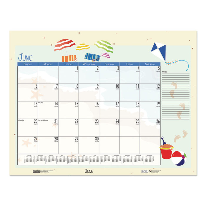 Recycled Desk Pad Calendar, Earthscapes Seasonal Artwork, 22 x 17, Black Binding/Corners,12-Month (July-June): 2022-2023