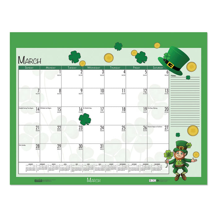 Recycled Desk Pad Calendar, Earthscapes Seasonal Artwork, 22 x 17, Black Binding/Corners,12-Month (July-June): 2022-2023