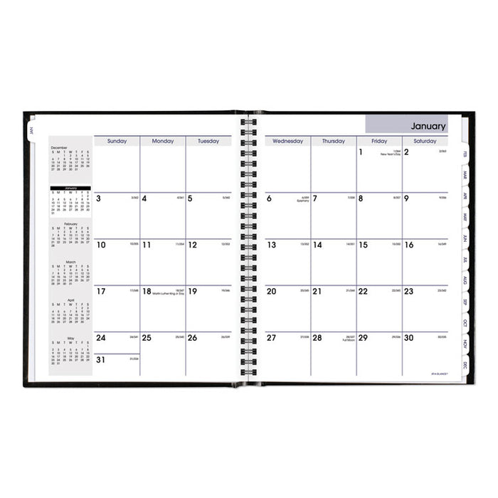 Hard-Cover Monthly Planner, 8 1/2 x 7, Black, 2020