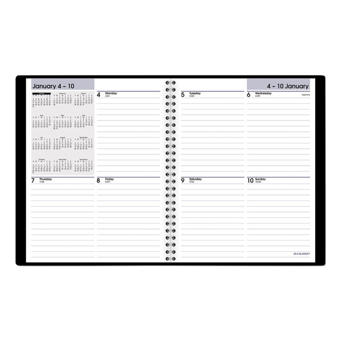 DayMinder Open-Schedule Weekly Appointment Book, 8.75 x 7, Black Cover, 12-Month (Jan to Dec): 2023