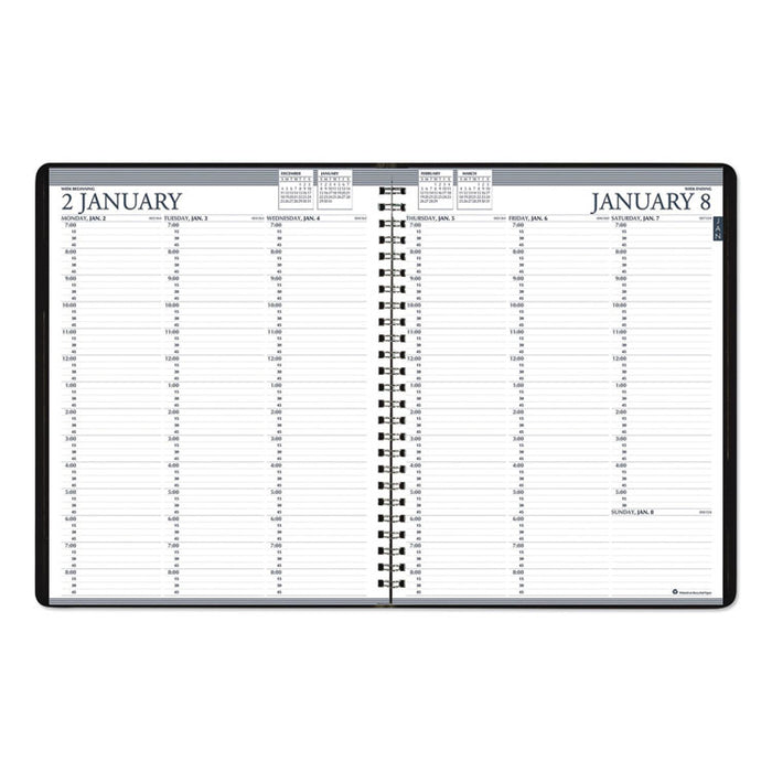 Recycled Professional Weekly Planner, 15-Minute Appts, 11 x 8.5, Black Wirebound Soft Cover, 12-Month (Jan to Dec): 2023