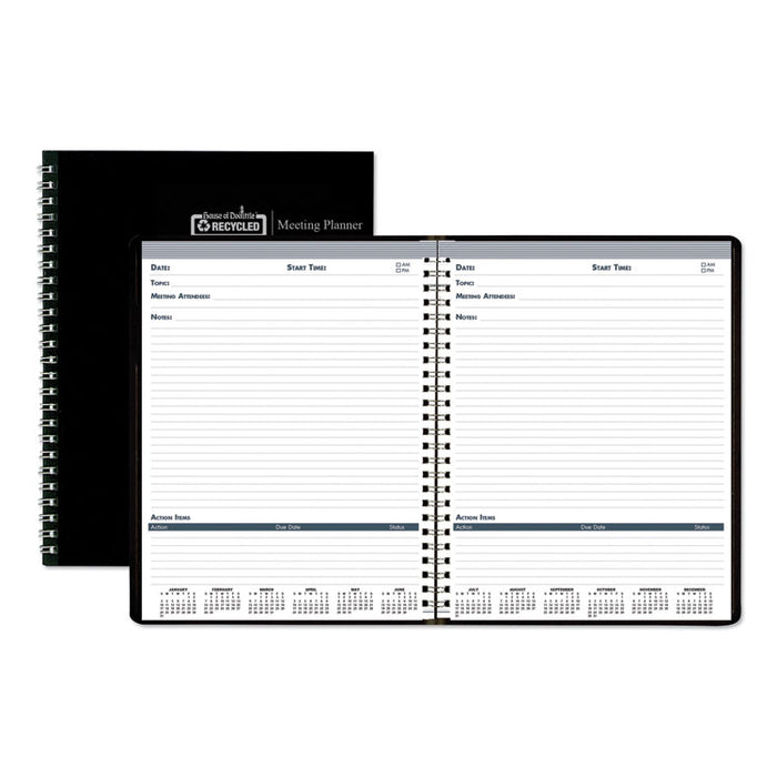 Recycled Meeting Note Planner, 11 x 8.5, Black Cover, 12-Month (Jan to Dec): 2023