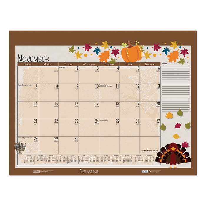 Recycled Desk Pad Calendar, Earthscapes Seasonal Artwork, 22 x 17, Black Binding/Corners,12-Month (Jan to Dec): 2023