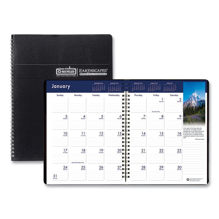 Earthscapes Recycled Ruled Monthly Planner, Landscapes Color Photos, 11 x 8.5, Black Cover, 14-Month (Dec-Jan): 2022-2024