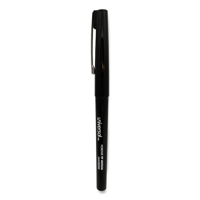 Stick Porous Point Pen, Medium 0.7mm, Black Ink/Barrel, Dozen