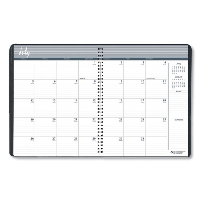 14-Month Recycled Ruled Monthly Planner, 11 x 8.5, Black Cover, 14-Month (July to Aug): 2022 to 2023
