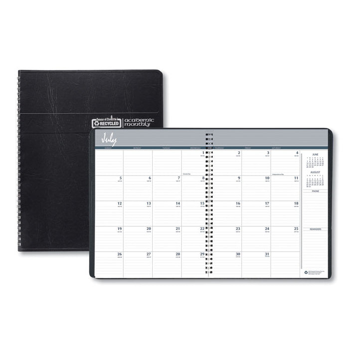 14-Month Recycled Ruled Monthly Planner, 11 x 8.5, Black Cover, 14-Month (July to Aug): 2022 to 2023