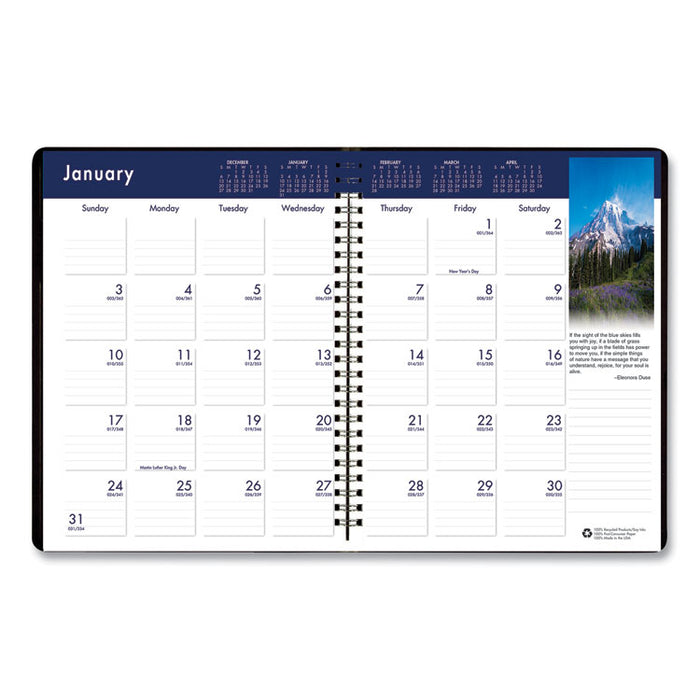Earthscapes Recycled Ruled Monthly Planner, Landscapes Color Photos, 11 x 8.5, Black Cover, 14-Month (Dec-Jan): 2022-2024