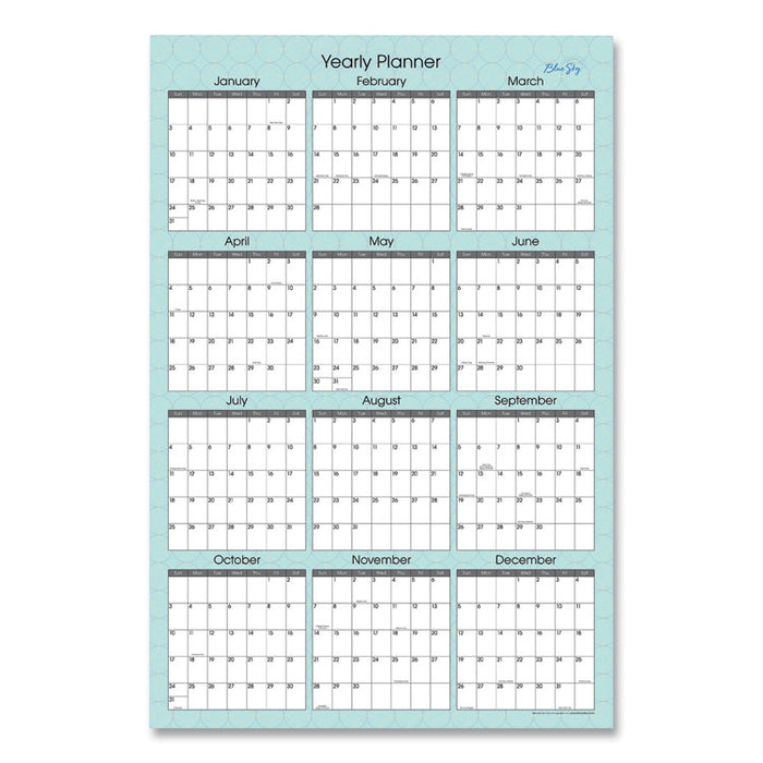 Picadilly Laminated Erasable Wall Calendar, Geometric Artwork, 36 x 24, White/Teal Sheets, 12-Month (Jan-Dec): 2023