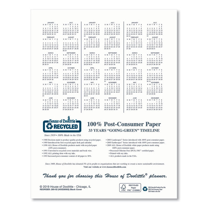 14-Month Recycled Ruled Monthly Planner, 11 x 8.5, Black Cover, 14-Month (July to Aug): 2022 to 2023