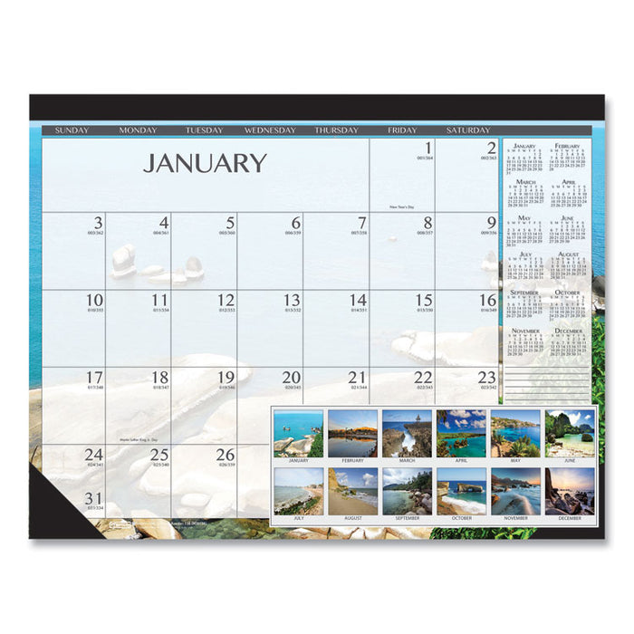 Earthscapes Seascapes Desk Pad Calendar, 18 1/2 x 13, 2020