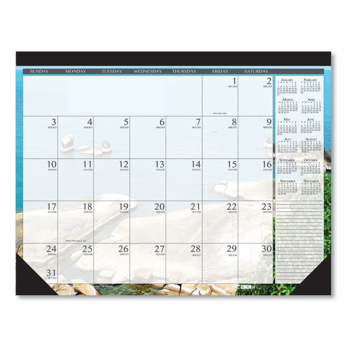 Recycled Earthscapes Desk Pad Calendar, Seascapes Photography, 22 x 17, Black Binding/Corners,12-Month (Jan to Dec): 2023
