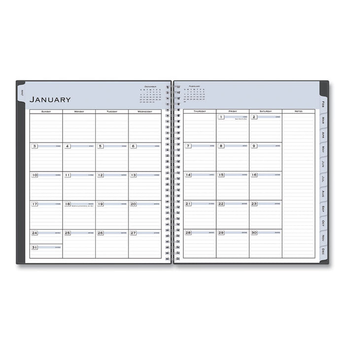 Passages Monthly Wirebound Planner, 10 x 8, Charcoal, 2020