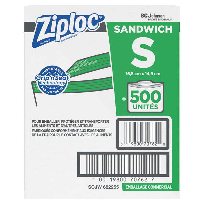 Resealable Sandwich Bags, 1.2 mil, 6.5" x 6", Clear, 500/Box