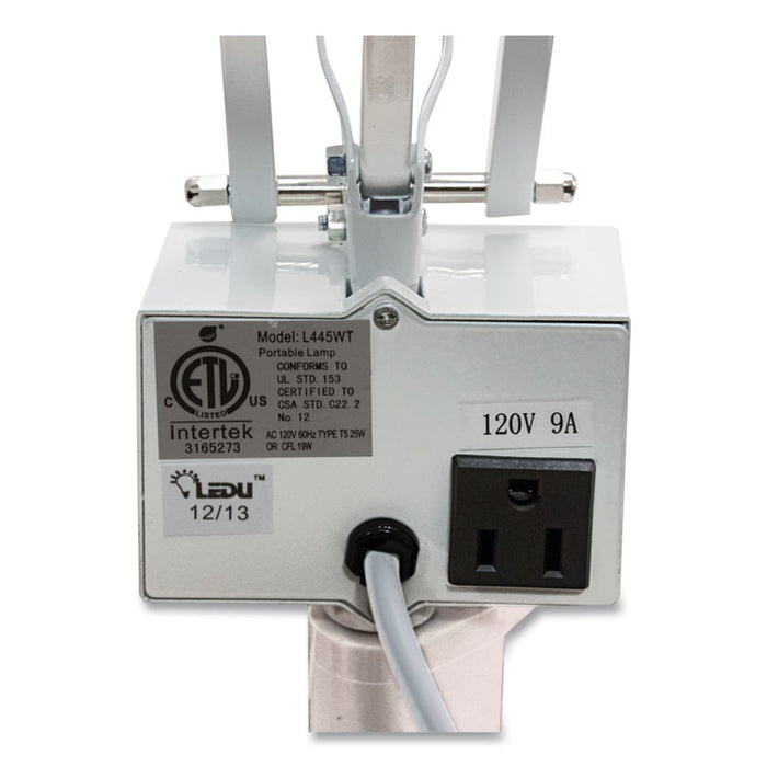 Three-Way Incandescent/Fluorescent Clamp-On Lamp, 9.38"w x 9.38"d x 44.5"h, White