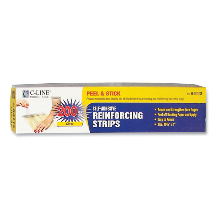 Self-Adhesive Reinforcing Strips, 1 x 10.75, Clear, 200/Box