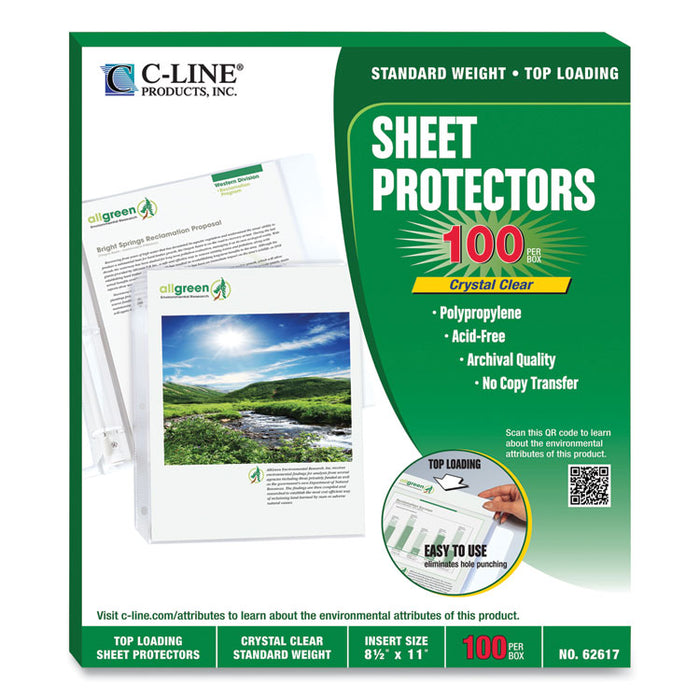 Sheet Protectors, Clear, Polypropylene, 2", 11 x 8 1/2, 100/BX