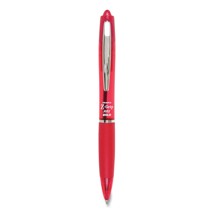 Z-Grip MAX Retractable Ballpoint Pen, Bold 1.2mm, Red Ink, Translucent Red Barrel, Dozen