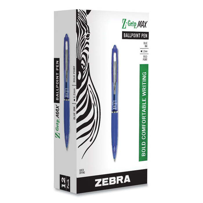 Z-Grip MAX Retractable Ballpoint Pen, 1.2mm, Blue Ink, Translucent Blue Barrel, Dozen