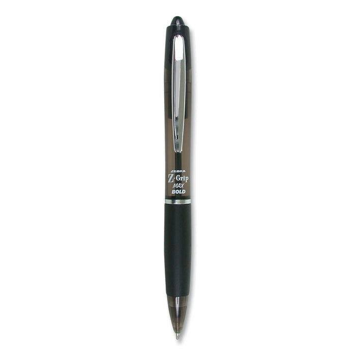 Z-Grip MAX Retractable Ballpoint Pen, 1.2mm, Black Ink, Translucent Black Barrel, Dozen