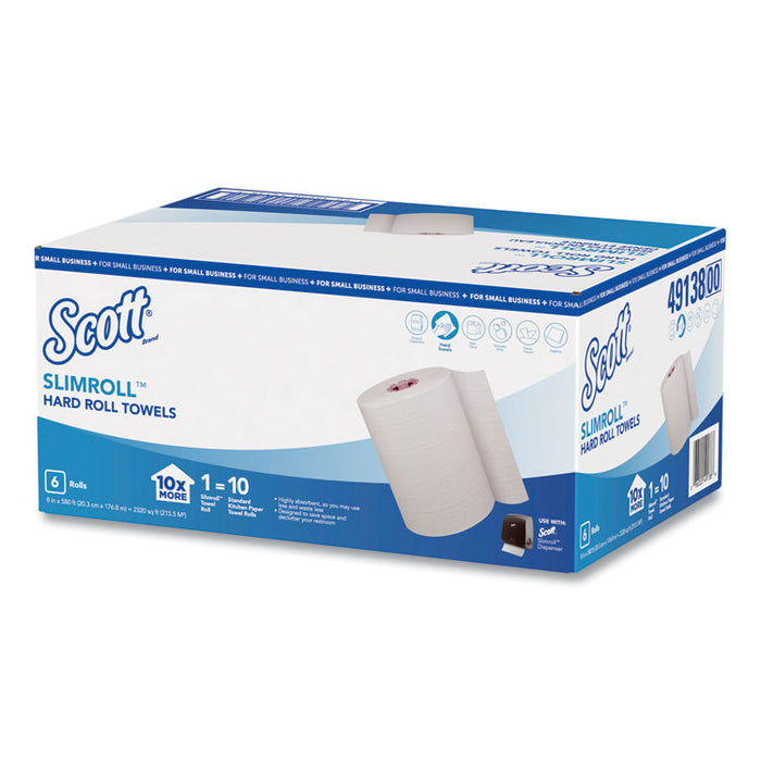Control Slimroll Towels, 8" x 580 ft, White/Pink Core,Small Business, 6 Rolls/CT